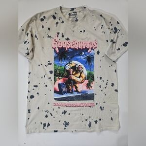 Goosebumps T-shirt Mens Large White Grey Tie-Dye Pink Logo Abominable Snowman